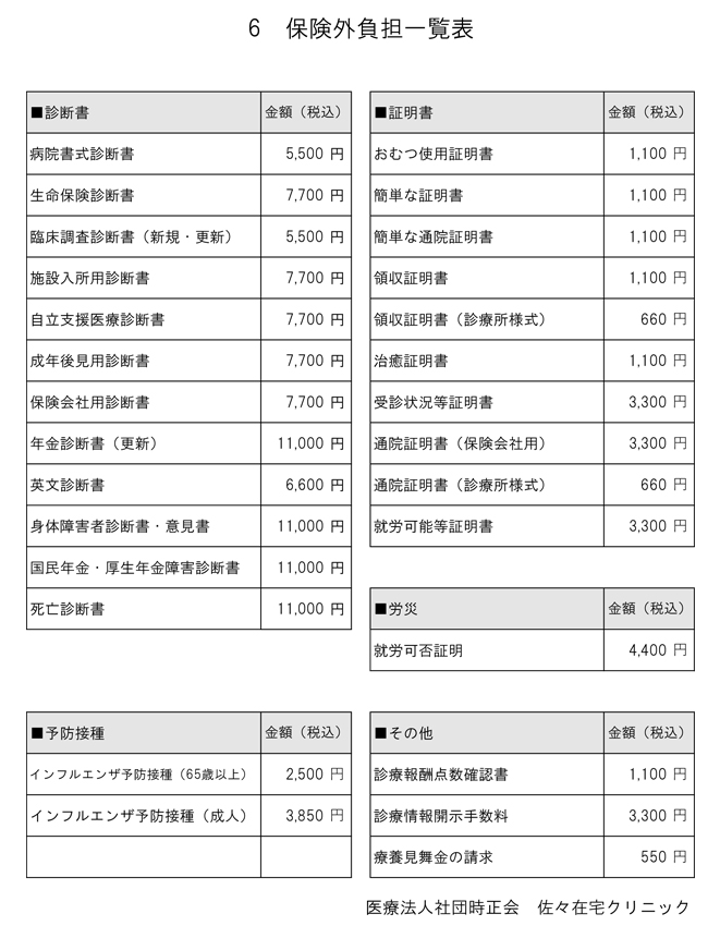 保険外負担に関する事項