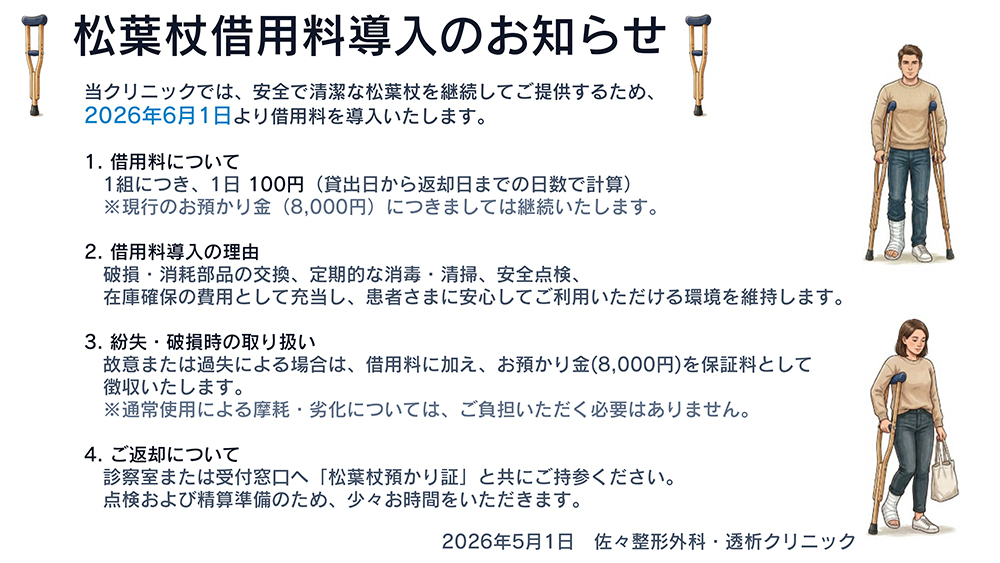松葉杖借用料導入について